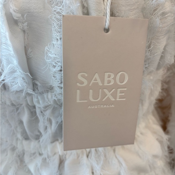 NWT Sabo Luxe Trinity Dress XS White Boho Puff Sleeve Mini - Picture 8 of 10